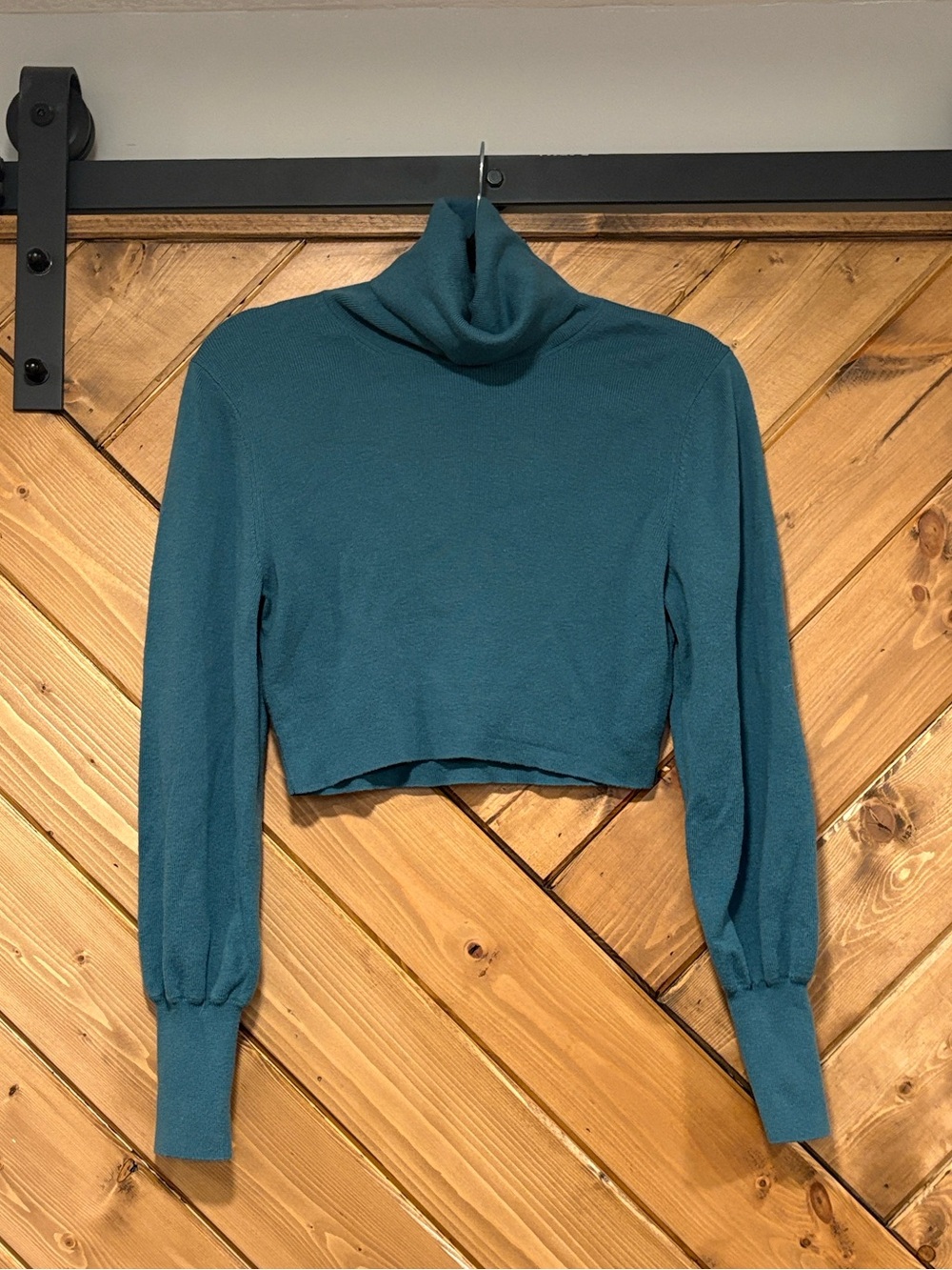 Wilfred Aritzia Teal Knit Crop Sweater Small